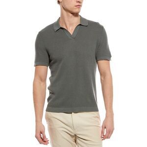 Onia Mens Textured Johnny Collar Polo Shirt, Green